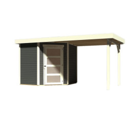 Abri Schwandorf 3 4,62m² bois gris 19mm et appentis 240cm WoodFeeling