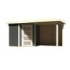 Abri Schwandorf 3 en bois gris 19mm, appentis 240cm, paroi WoodFeeling