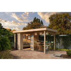 Abri Schwandorf 3 4,62m² bois brut 19mm et appentis 280cm WoodFeeling