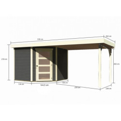 Abri Schwandorf 5 5,95m² bois gris 19mm et appentis 280cm WoodFeeling