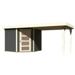 Abri Schwandorf 5 5,95m² bois gris 19mm et appentis 280cm WoodFeeling
