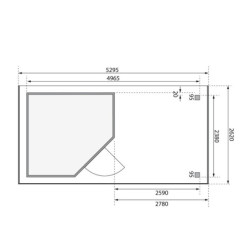 Abri Schwandorf 5 5,95m² bois gris 19mm et appentis 280cm WoodFeeling