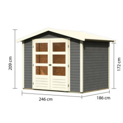 Abri de jardin 4,57m² Amberg 3 en bois gris 19mm - WoodFeeling