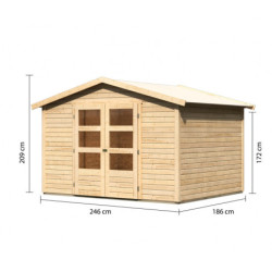 Abri de jardin 6,05m² Amberg 4 en bois brut 19mm - WoodFeeling