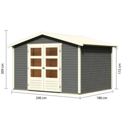 Abri de jardin 6,05m² Amberg 4 en bois gris 19mm - WoodFeeling