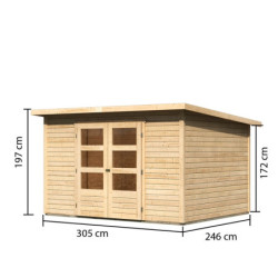Abri de jardin 7,50m² Stockach 5 en bois brut 19mm - WoodFeeling