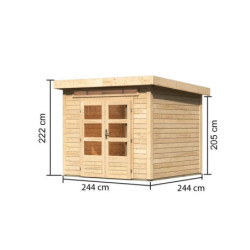 Abri de jardin 5,95m² Kandern 3 en bois brut 28mm - WoodFeeling