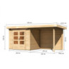 Abri Kandern 2 brut 28mm avec appentis 235cm et paroi - WoodFeeling