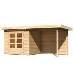 Abri Kandern 2 brut 28mm avec appentis 235cm et paroi - WoodFeeling