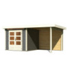 Abri Kandern 3 gris 28mm avec appentis 235cm et paroi - WoodFeeling