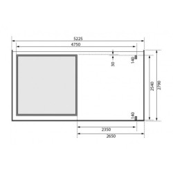 Abri Kandern 3 gris 28mm avec appentis 235cm et paroi - WoodFeeling