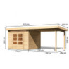 Abri 7,50m² Kandern 6 en bois 28mm, appentis 320cm - WoodFeeling