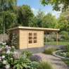 Abri 8,88m² Kandern 7 en bois 28mm, appentis 320cm - WoodFeeling