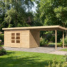 Abri 8,88m² Kandern 7 en bois 28mm, appentis 320cm - WoodFeeling