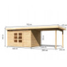 Abri 8,88m² Kandern 7 en bois 28mm, appentis 320cm - WoodFeeling