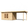 Abri 8,88m² Kandern 7 en bois 28mm, appentis 320cm - WoodFeeling