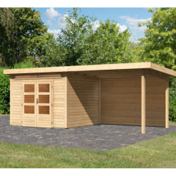 Abri Kandern 6 en bois 28mm, appentis 320cm, paroi - WoodFeeling