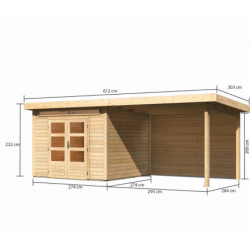 Abri Kandern 6 en bois 28mm, appentis 320cm, paroi - WoodFeeling