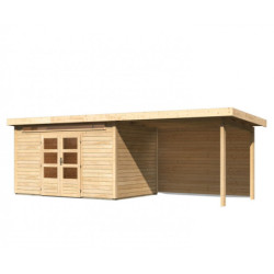 Abri Kandern 7 en bois 28mm, appentis 320cm, paroi - WoodFeeling