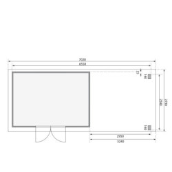 Abri Kandern 7 en bois 28mm, appentis 320cm, paroi - WoodFeeling