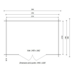 Cabane Primo madriers 28mm non traités 4,69m² intérieurs