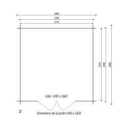 Cabane Primo madriers 28mm non traités 7,42m² intérieurs
