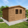 Abri en bois massif Primo 9m² 28mm traité teinté marron Gardy Shelter