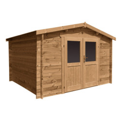Abri en bois massif Primo 9m² 28mm traité teinté marron Gardy Shelter