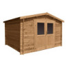 Abri en bois massif Primo 9m² 28mm traité teinté marron Gardy Shelter