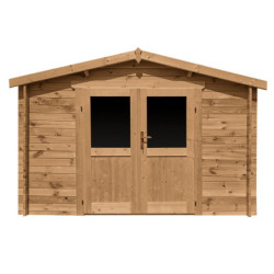 Abri en bois massif Primo 9m² 28mm traité teinté marron Gardy Shelter