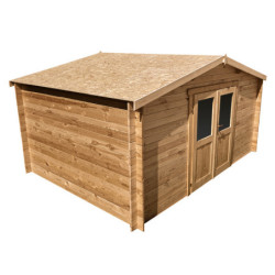 Abri en bois massif 12m² - 28mm Traité teinté marron Gardy Shelter