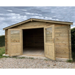 Abri en bois massif 12m² - 28mm Traité teinté marron Gardy Shelter