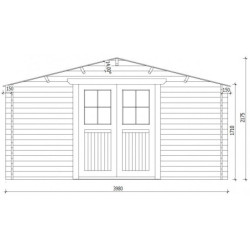 Abri en bois Primo madriers 28mm non traités 13,87m² intérieurs