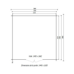Abri en bois Primo madriers 28mm non traités 13,87m² intérieurs
