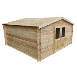 Abri en bois Primo madriers 28mm non traités 13,87m² intérieurs