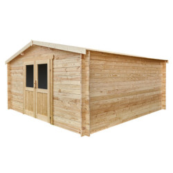 Abri en bois Primo madriers 28mm non traités 13,87m² intérieurs