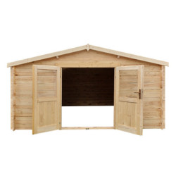 Abri en bois Primo madriers 28mm non traités 13,87m² intérieurs