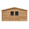 Abri en bois massif 16m² 28mm traité teinté marron Gardy Shelter