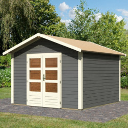 Abri de jardin 9,24m² Talkau 8 en bois gris 28mm - WoodFeeling