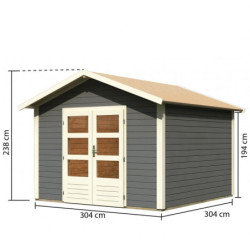 Abri de jardin 9,24m² Talkau 8 en bois gris 28mm - WoodFeeling