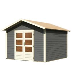 Abri de jardin 9,24m² Talkau 8 en bois gris 28mm - WoodFeeling