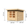 Abri de jardin 5,62m² Bastrup 2 en bois brut 28mm - WoodFeeling