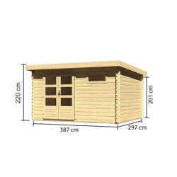 Abri de jardin 11,49m² Bastrup 8 en bois brut 28mm - WoodFeeling