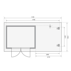 Abri 7,04m² Bastrup 3 en bois brut 28mm avec appentis 2m - WoodFeeling