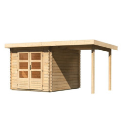 Abri 7,04m² Bastrup 4 en bois 28mm avec appentis 2m - WoodFeeling