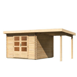 Abri 8,82m² Bastrup 5 en bois 28mm avec appentis 2m - WoodFeeling