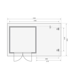 Abri 8,82m² Bastrup 5 en bois 28mm avec appentis 2m - WoodFeeling