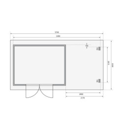 Abri 10,60m² Bastrup 7 en bois 28mm avec appentis 2m WoodFeeling
