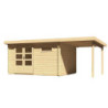 Abri 11,49m² Bastrup 8 en bois 28mm avec appentis 2m WoodFeeling
