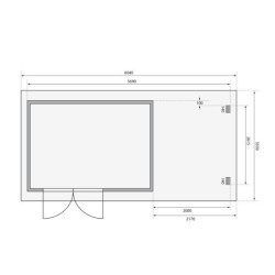 Abri 11,49m² Bastrup 8 en bois 28mm avec appentis 2m WoodFeeling